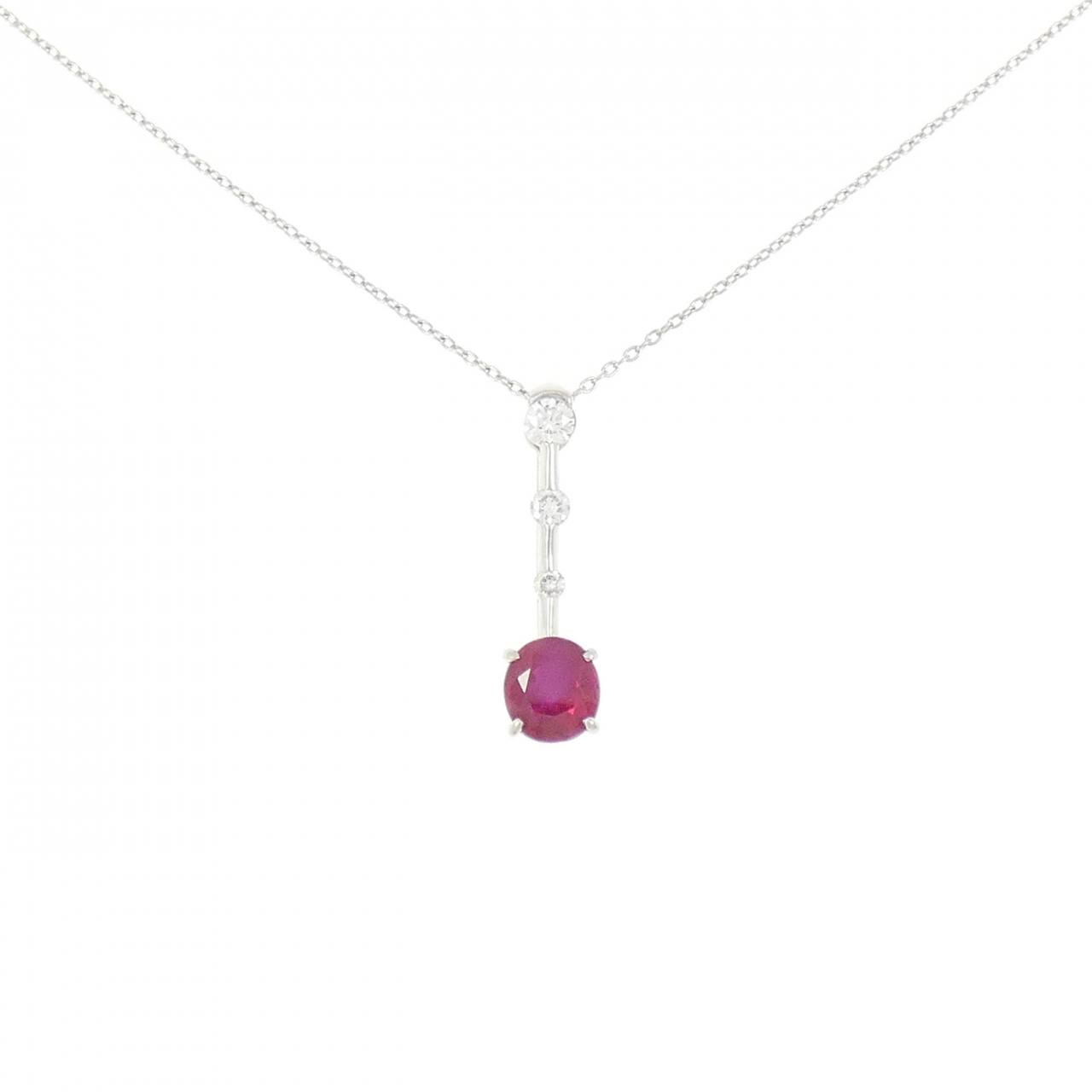PT900/PT850 ルビー ネックレス 1.33CT
