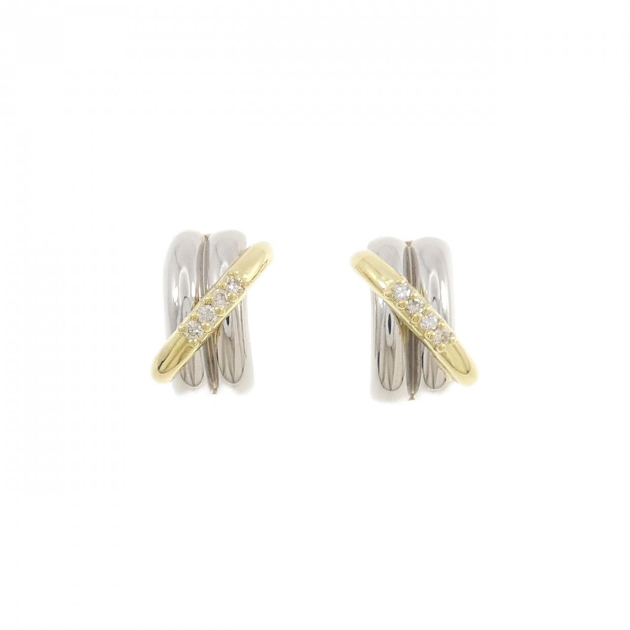 K18YG/PT900 ダイヤモンド ピアス 0.08CT