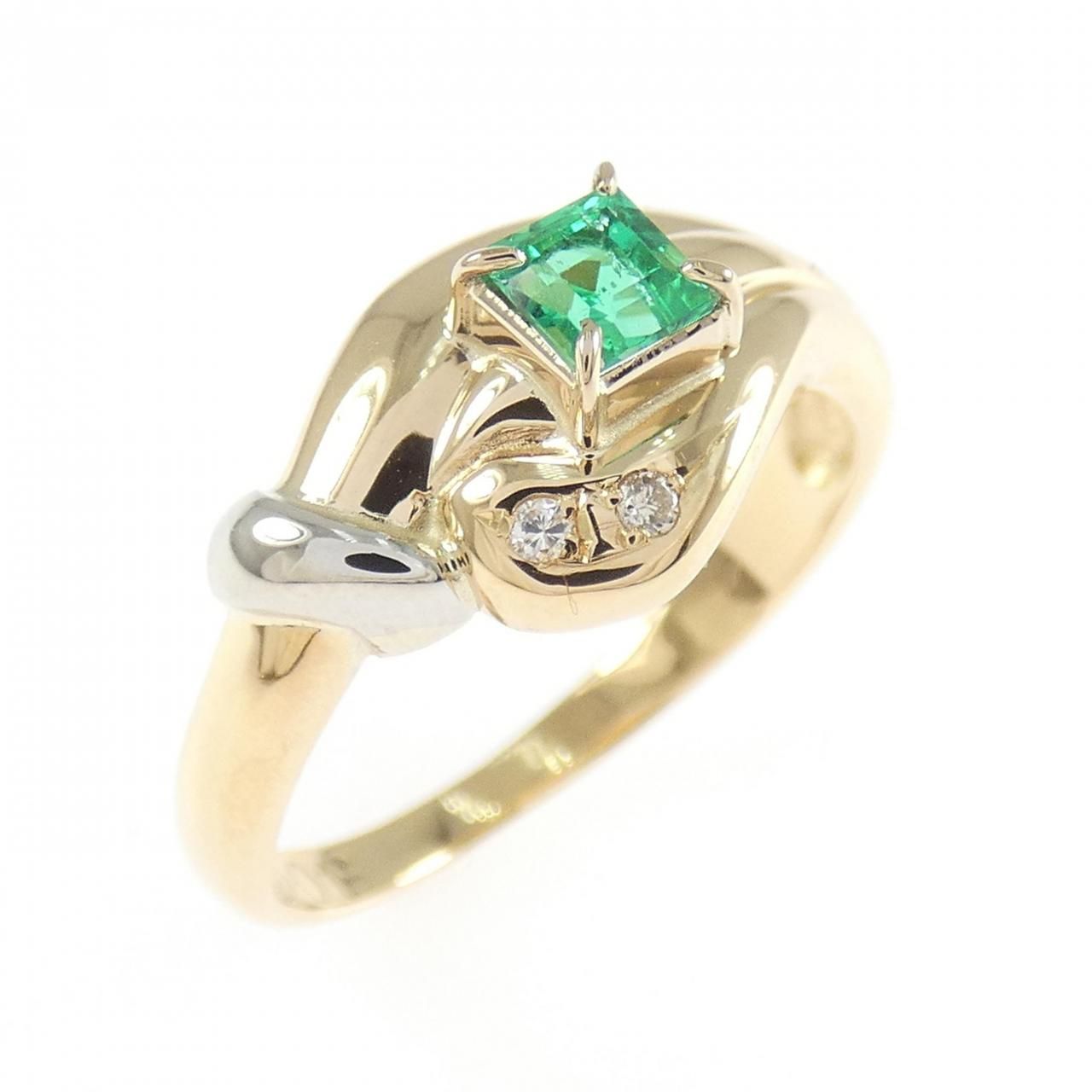 K18YG/PT900 エメラルド リング 0.19CT