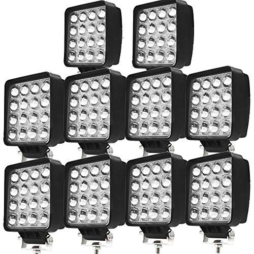 【HIKARI独占販売】LEDワークライト 作業灯 48W 防水 16連 LED 8V-60V対応 6000lm PMMAレンズ 狭角タイプ 集光 車外灯 トラック用 車照明 船舶用 看板灯 集魚灯 ホワイト 6000K 10個セット「A-Z c742c58b