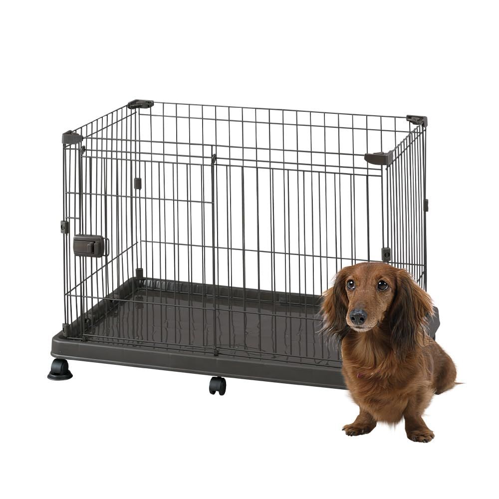 アイリスオーヤマ 犬 サークル システムサークルトレー付き STS-600TN ブラウン 小型犬用 幅93×奥行63×高さ64.5cmmt