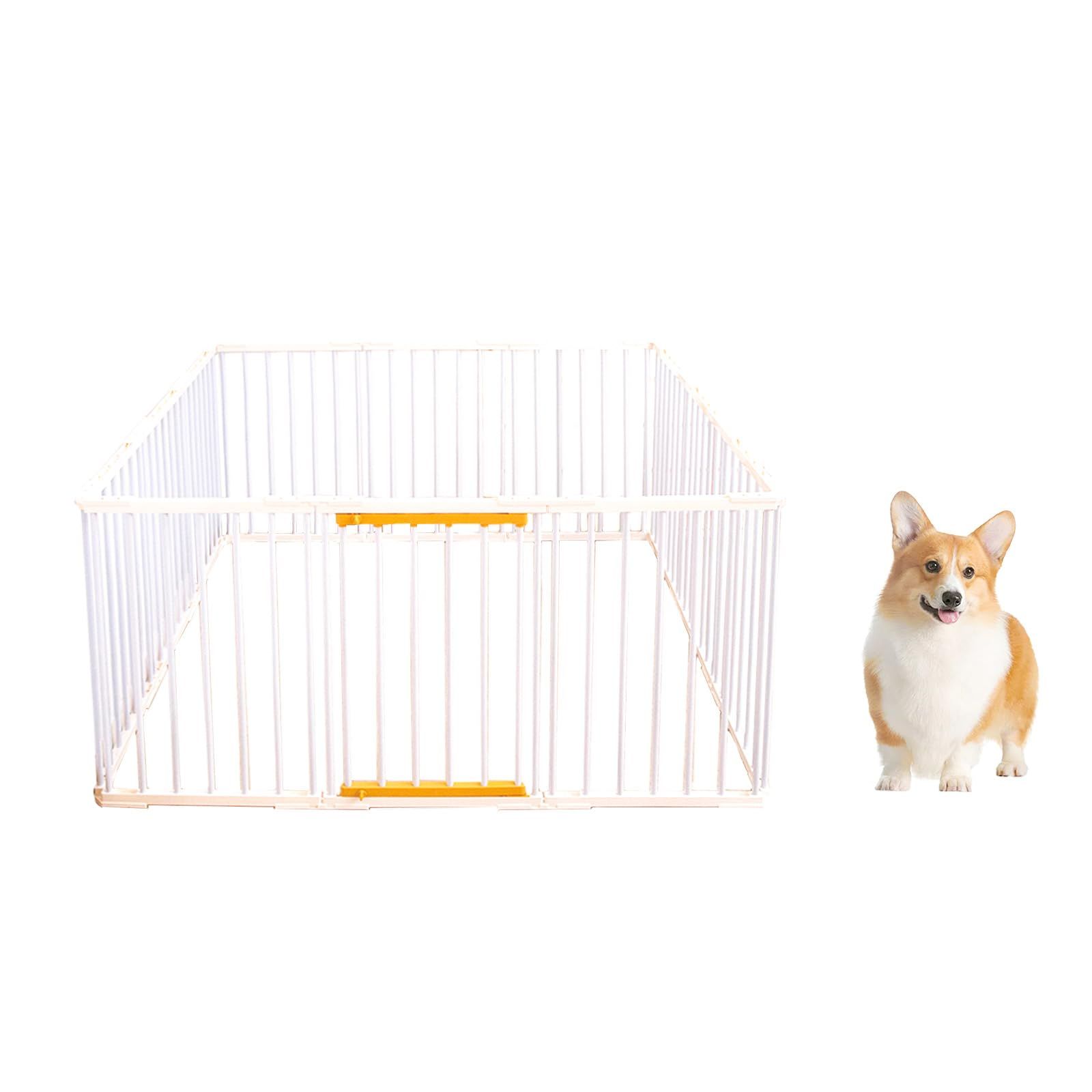 PETTOM ペットサークル 犬 サークルケージ 犬ゲージ 犬ケージ DIY 12枚 16枚 接続式 簡単組み立て 工具不要 折りたたみ 犬用 多頭 広げる レイアウト自由 168×84×70cm (高さ70cm 白い12枚)mt