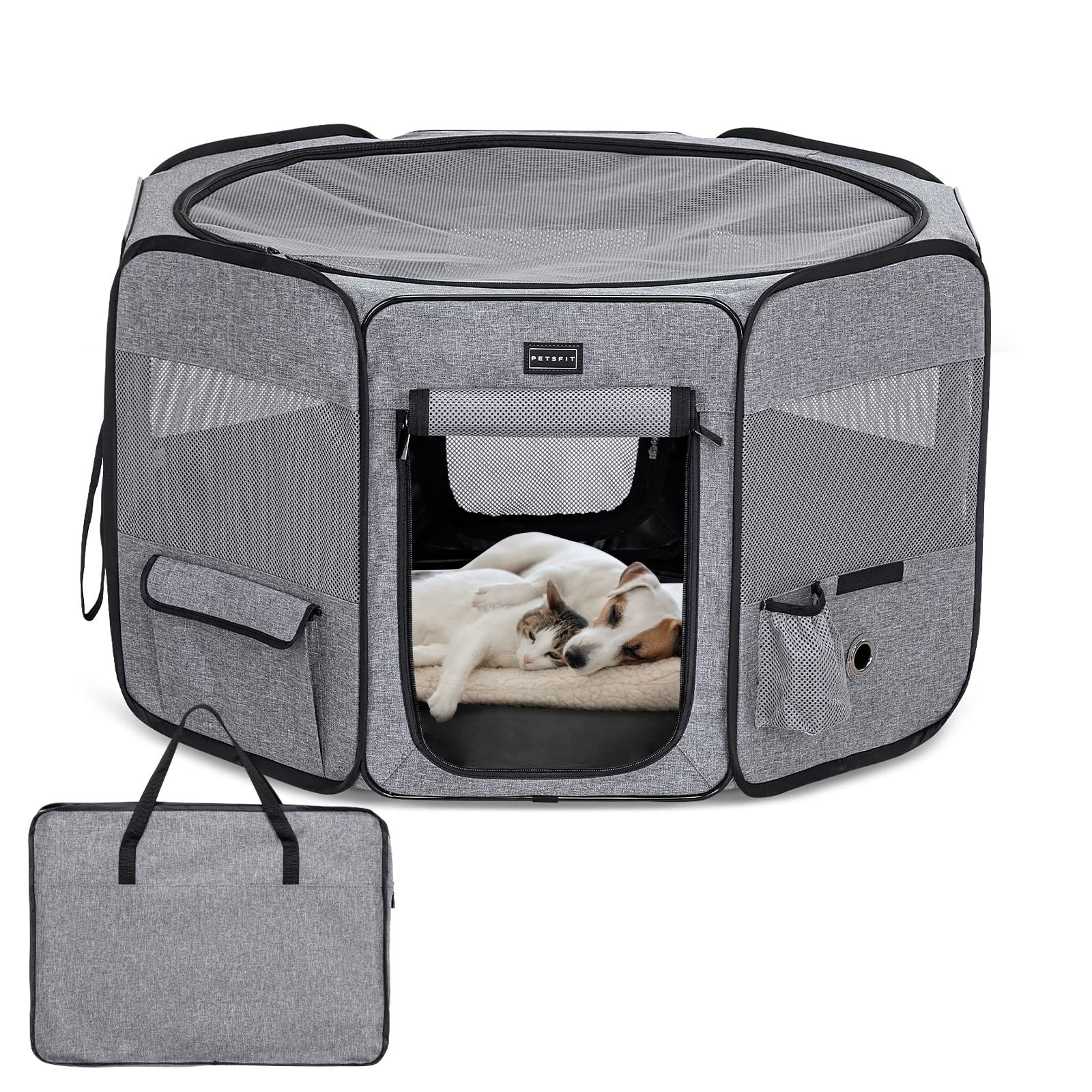 petsfit ペットサークル 折りたたみ 軽量 八角形 収納バッグ付き メッシュトップ 飛び出し防止設計 しっかり 室内 屋外 キャンプ 旅行 猫 犬 洗える 多用途mt 9,124円
