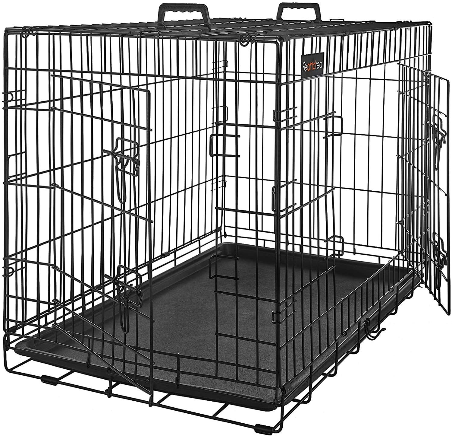 FEANDREA ペットケージ 107x70x77.5cm 室内外兼用 犬 猫 トレー付き 折り畳み式 持ち手付き 移動便利 PPD42Hmt