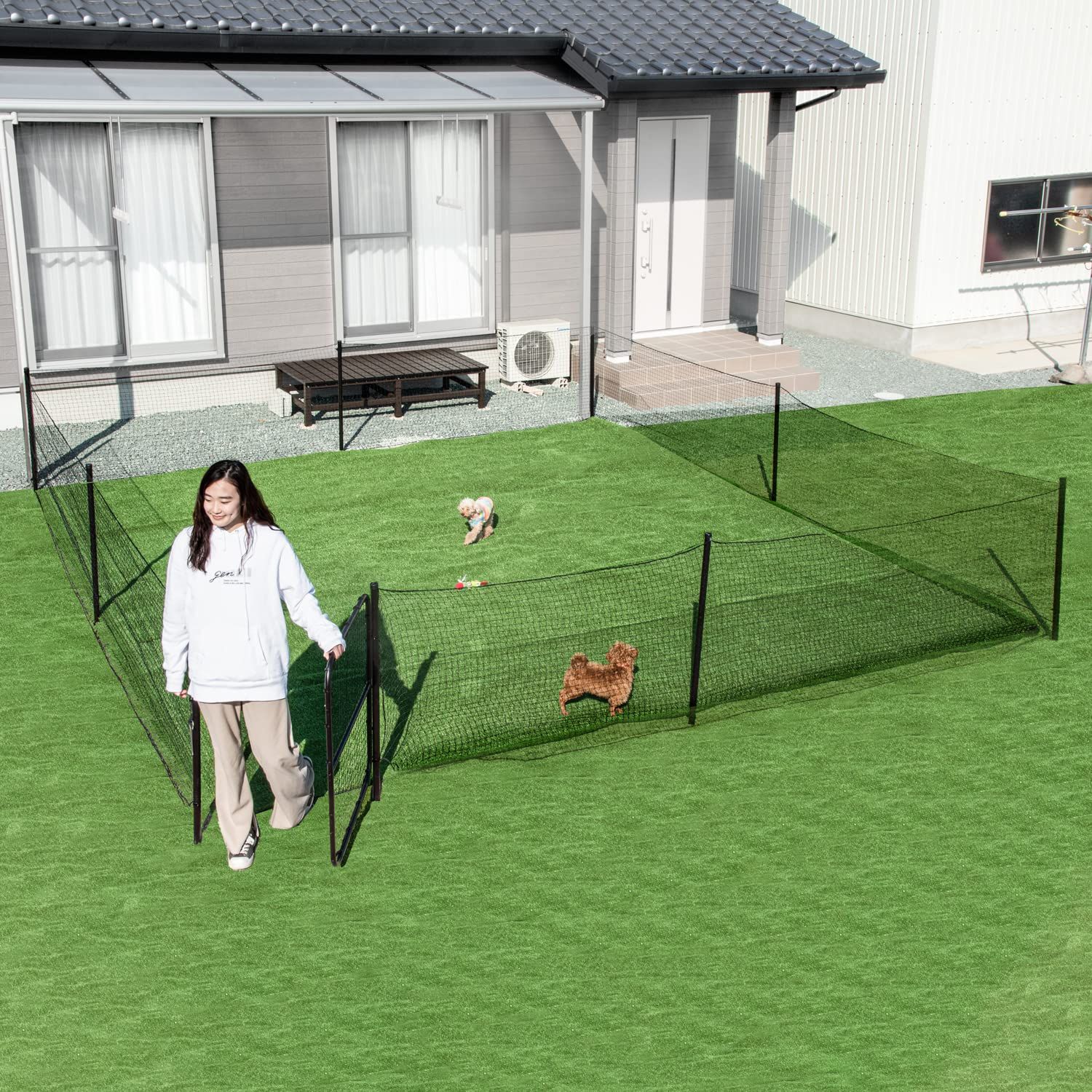 タンスのゲン ドッグランセット 長さ20m 高さ90cm ゲート付き コンパクト ネット フェンス 犬用 小型犬 中型犬 ドッグラン 79400001 01(78365)mt