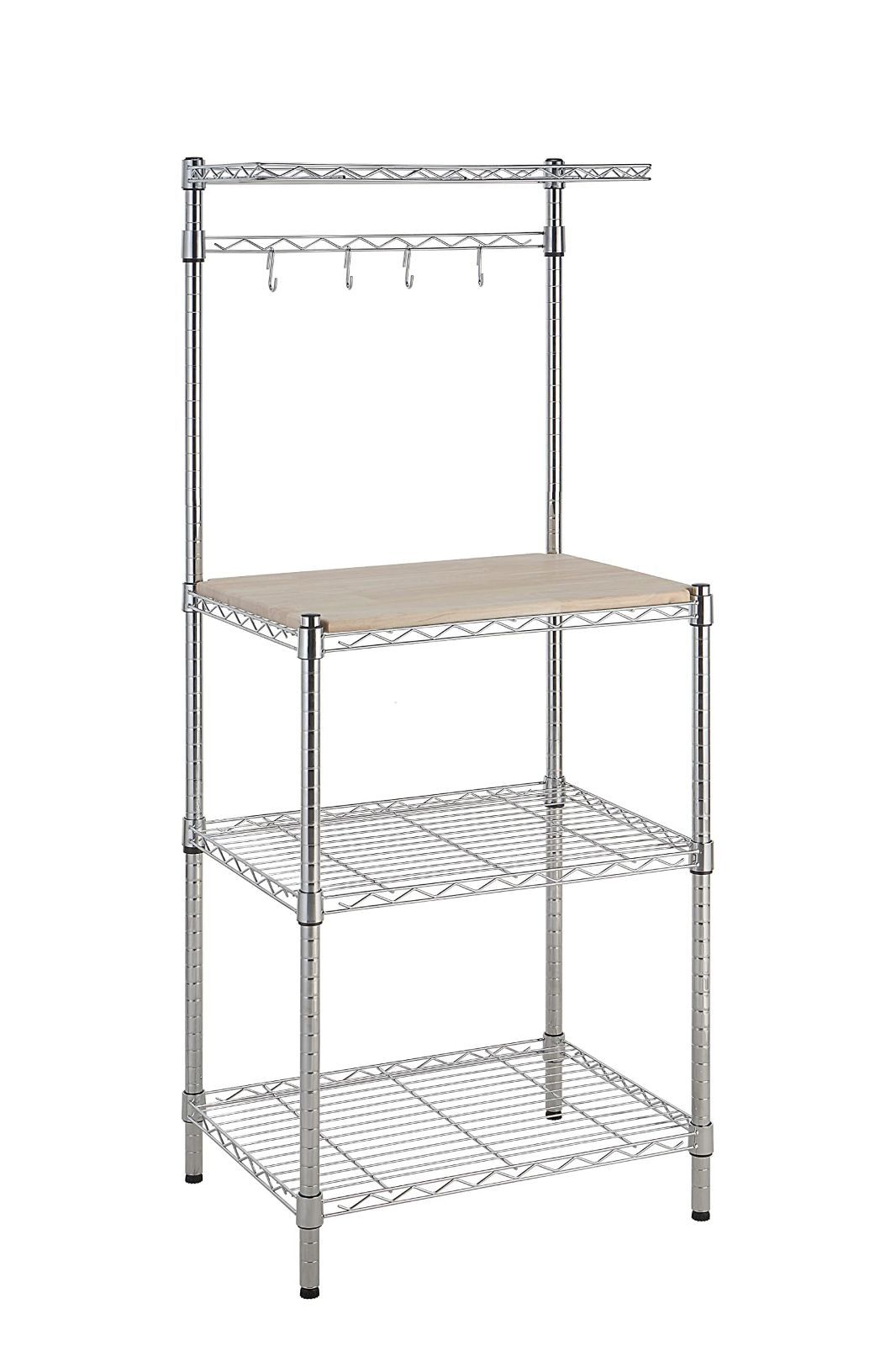『大特価』 150cm x x (奥行 61 x 46 クローム/ベージュ 幅 取り外し可能トップ x レンジ台 キッチンラック 高さ) ベーシック