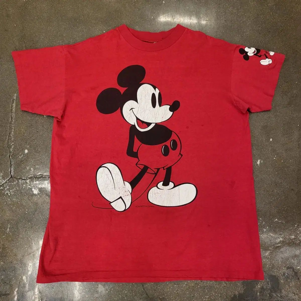 90s ディズニー ミッキーマウス シングルステッチ レッド Tシャツ