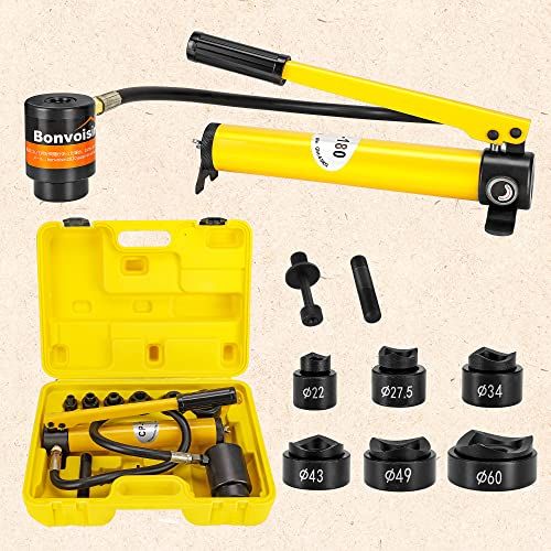 【新品】Bonvoisin 油圧パンチャー 油圧パンチ 8トン 1.6mmステンレス鋼/アルミ 3mm軟鋼/鉄 工事 建築 工業 6種類金型付き 【日本語取扱説明書】 (Φ22-Φ60ｍｍ) 95ca9f98