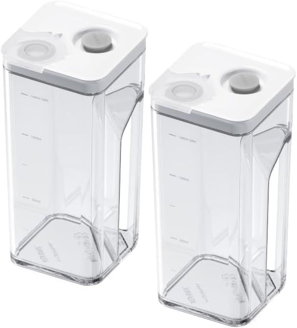 VAKUEN プレミアム真空保存ボトル 1.4L 2個 水筒型 BPAフリー 食品鮮度最大5倍長持ち バルブ式簡単開閉 漏れ防止 ジュース スムージー お茶 出汁 コーヒー豆 保存容器