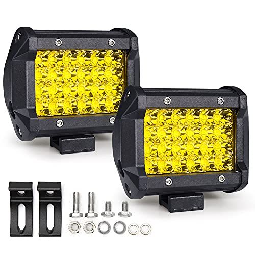 LED作業灯 72W ワークライト 12V-24V対応 4インチ 広角 デッキライト タイヤ灯 車外灯 前照灯 トラック 除雪機 農業機械 現場作業 船舶 集魚灯 汎用 イエロー 2個入りas 65be9741