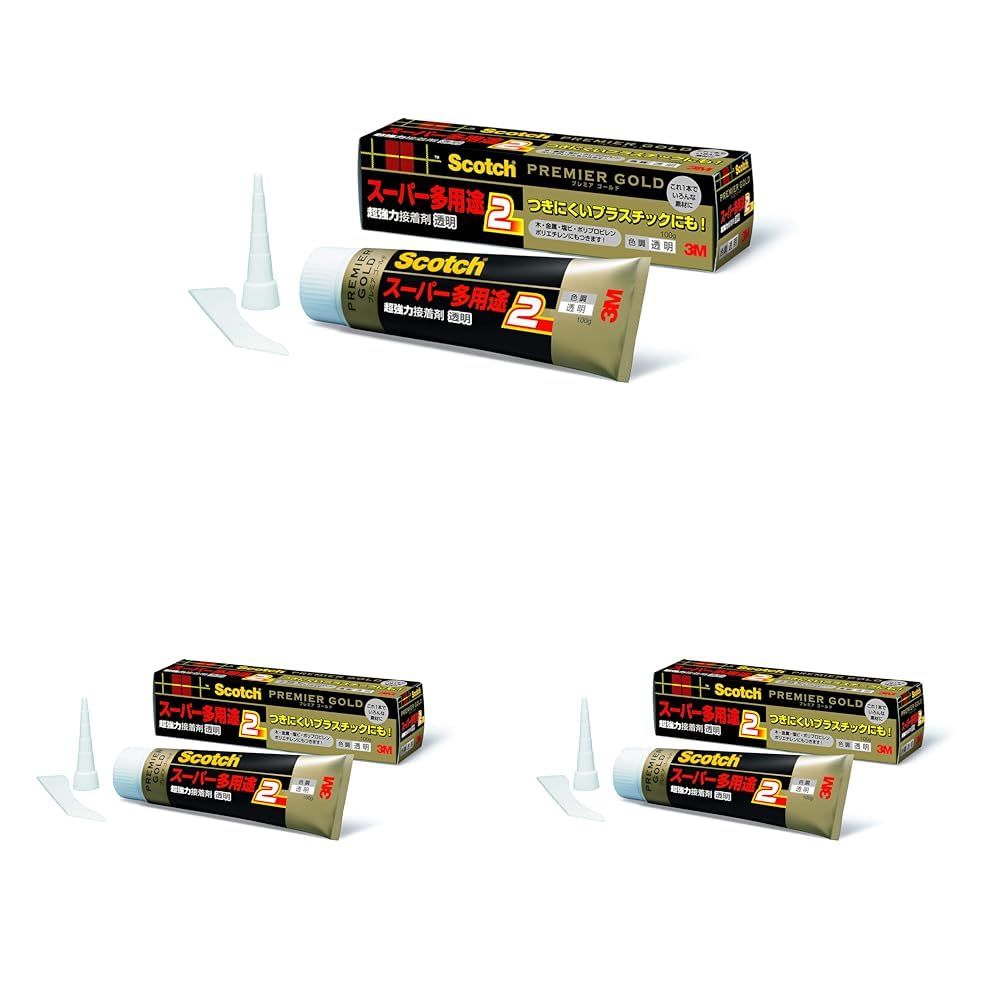 新品 スコッチ 超強力接着剤 プレミアゴールド スーパー多用途2 透明 100g (× 3)
