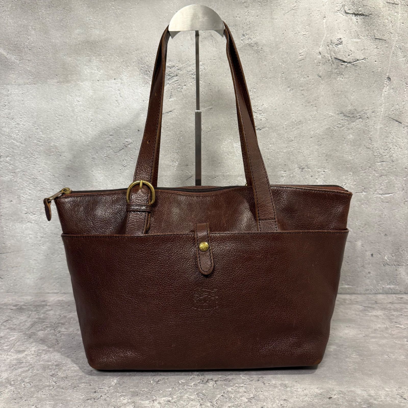 IL BISONTE オールレザー トートバッグ 本革 ダークブラウン Navy box 1-1048