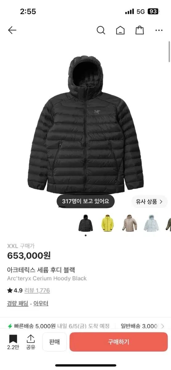 XXL) ARC'TERYX アークテリクス セリウム フーディ ブラック