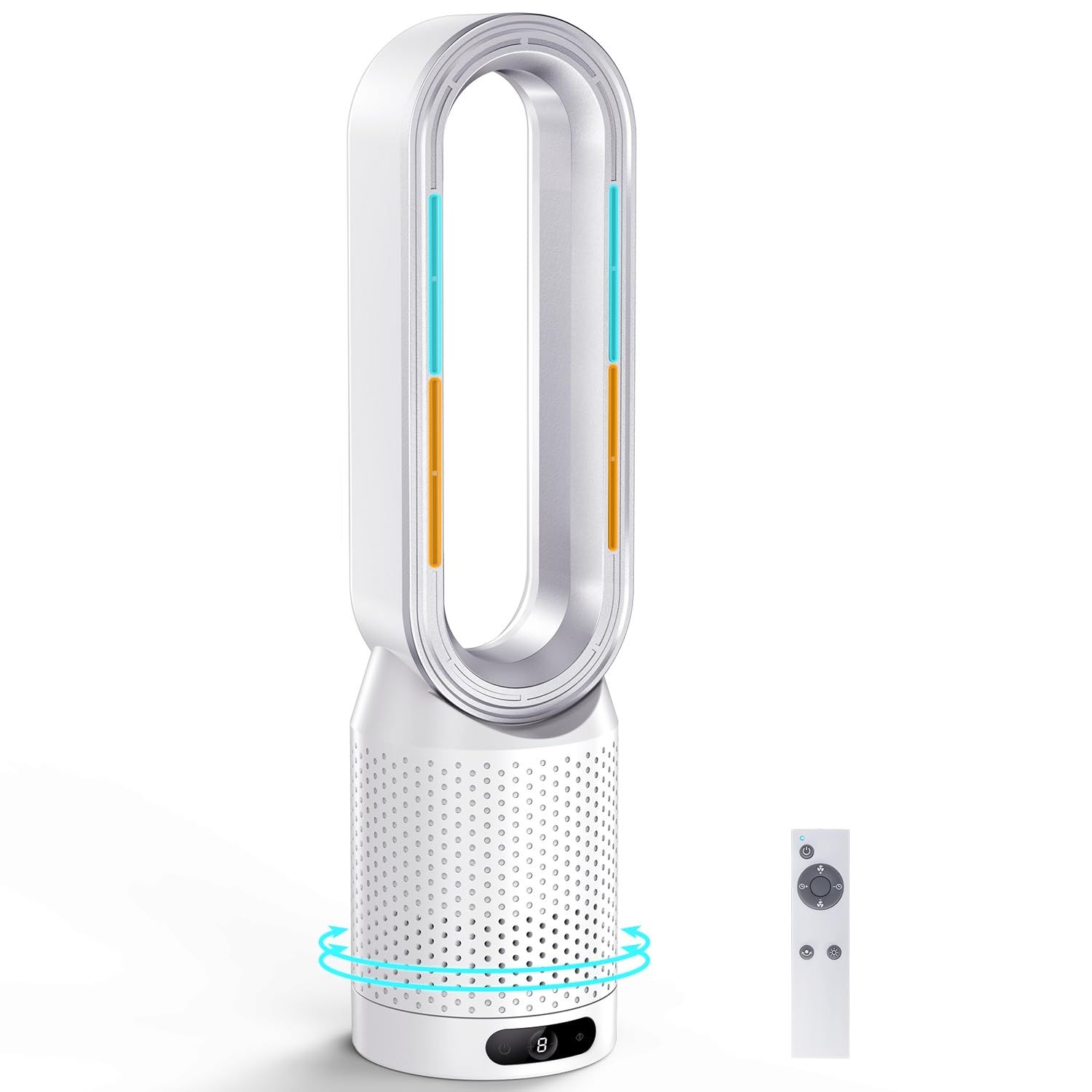 【新登場・冷暖兼用羽なし扇風機】SAMONIC タワーファン ヒーター 3段階暖風・10段階冷風切り替え 100°自動首振り 強風＆微風＆静音モード 大風量 夏冬兼用 セラミックヒーター 電気ファンヒーター 寒さと熱中症対策 転倒自動OFF 53963a3c