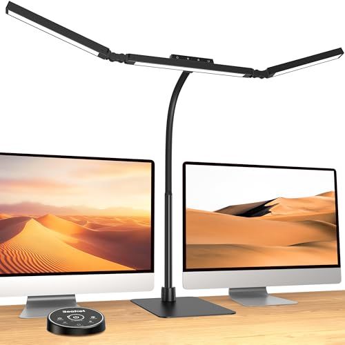デスクライト LED 「幅980mm・大型ベース・3光源Max+版・無線リモコン・24W・独立制御・2000Lx」 4段階調光調色 環境補助光 電気スタンド 「PSE認証済」幅広 スタンドライト 多角度調節 卓上ライト 目に優しい 仕事/勉強 427ca6b9