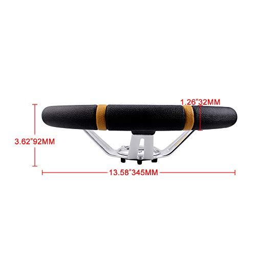 【新品】MUTEKI ステアリング ハンドル 直径350mm 軽量アルミニウム レザー 車用 交換 ディープコーン レザー刺繍 ホーンボタン付き 汎用 (金) fe6769fa - サムネイル