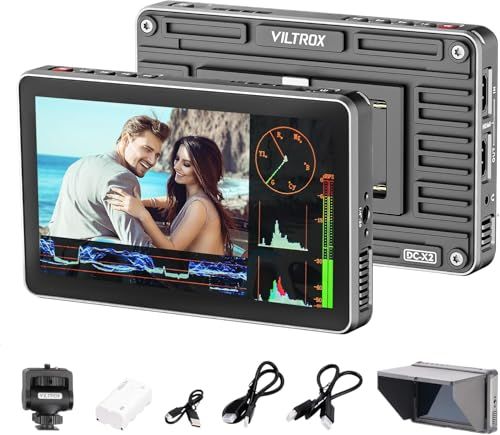VILTROX DC-X2 高輝度2000nits カメラ フィールドモニター 6インチ タッチ式 外部モニター カメラ 4K HDMI フル HD 1920x1080 カメラモニター 3D LUT RGB波形 サンシェードフードとバッテリー 3ecf1ee6