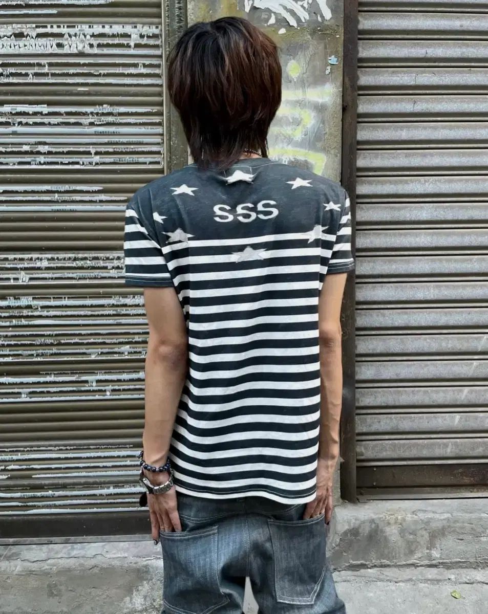SSS スター ストライプ スリムTシャツ