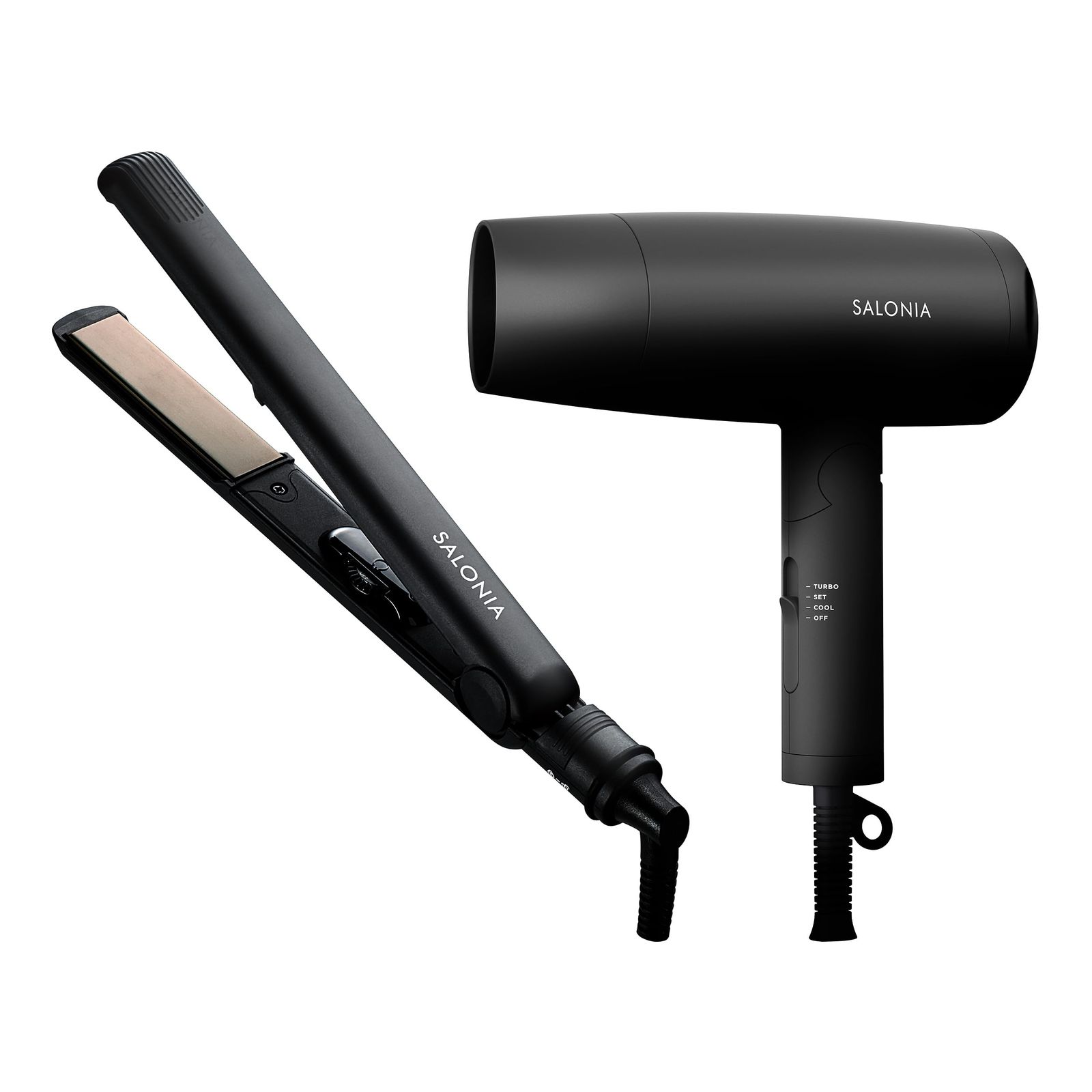 SALONIA サロニア スターターセット ドライヤー ヘアアイロン 24mm ブラックma eaf2cff1