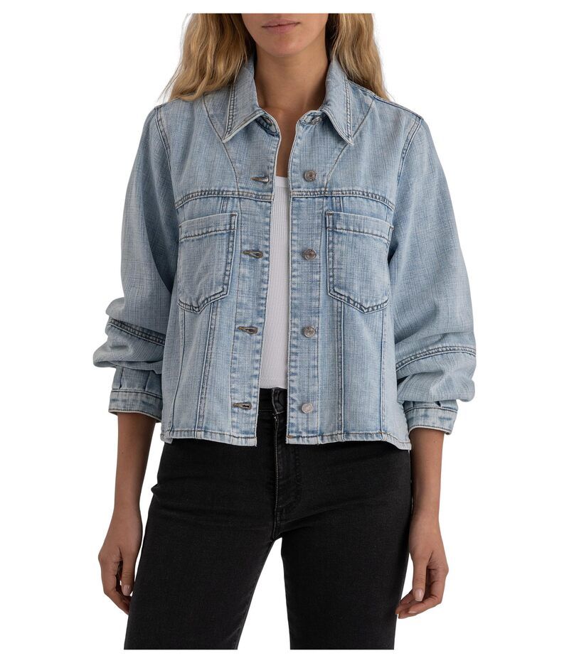 カットフロムザクロス レディース アウター コート ジャケット KUT from the Kloth Bailey Button Front Jacket Light Wash