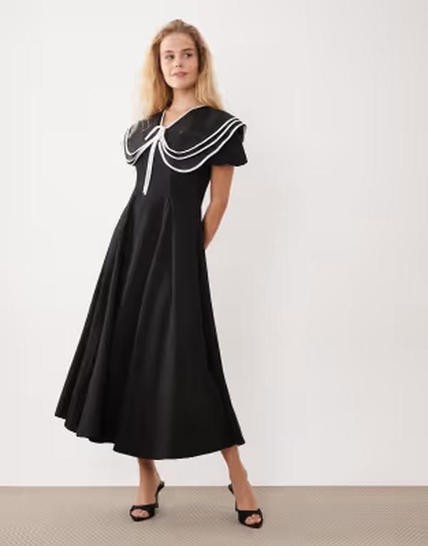 シスタージュン レディース トップス ワンピース ミディ Sister Jane oversized collar puff sleeve midi dress Black ブラック