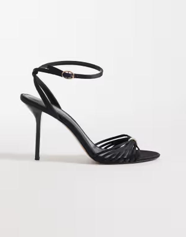 マンゴ レディース シューズ ヒール Mango weaved embellishment higheels Black ブラック