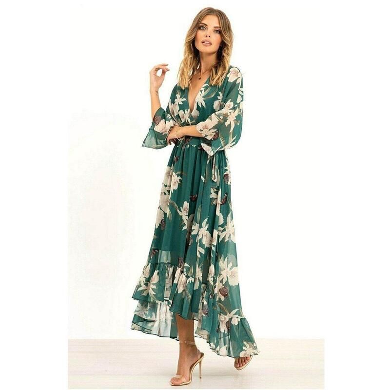 ユミキム レディース トップス ワンピース フラワー柄 フラワー Yumi Urban Green Floral Kimono Wrap Dress Green グリーン