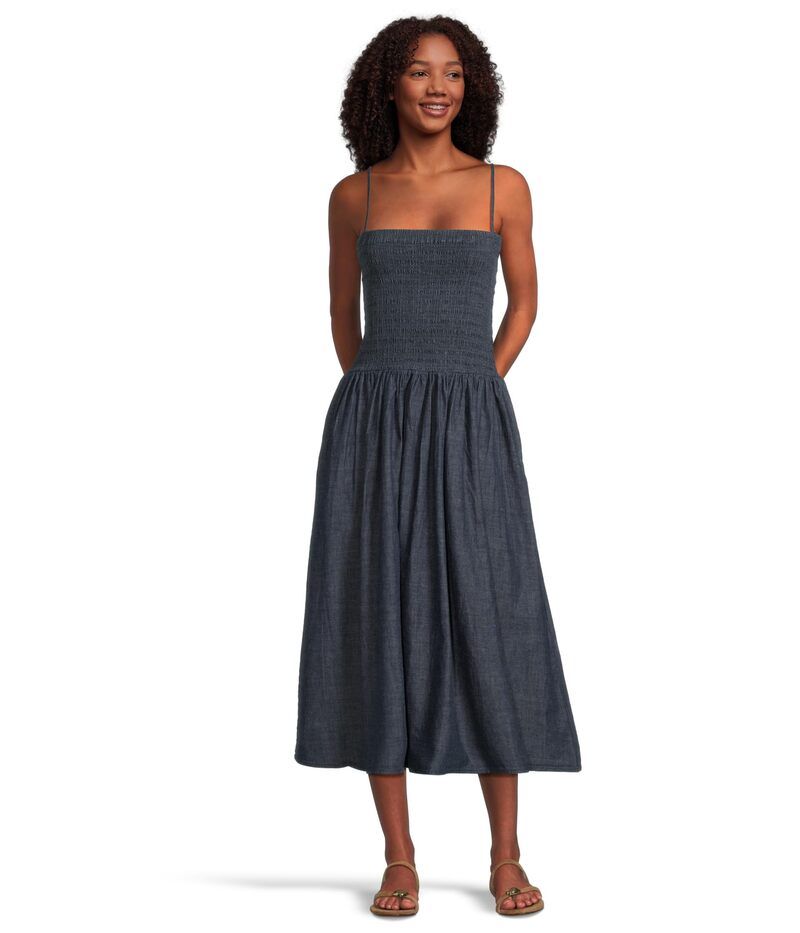 メイドウェル レディース トップス ワンピース シャーリング Madewell Smocked Indigo Cami Sundress in Rinse Wash Rinse Wash インディゴ