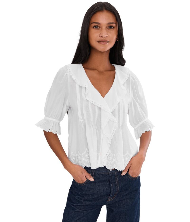 メイドウェル レディース トップス シャツ Madewell Kelly Top Embroidery White ホワイト