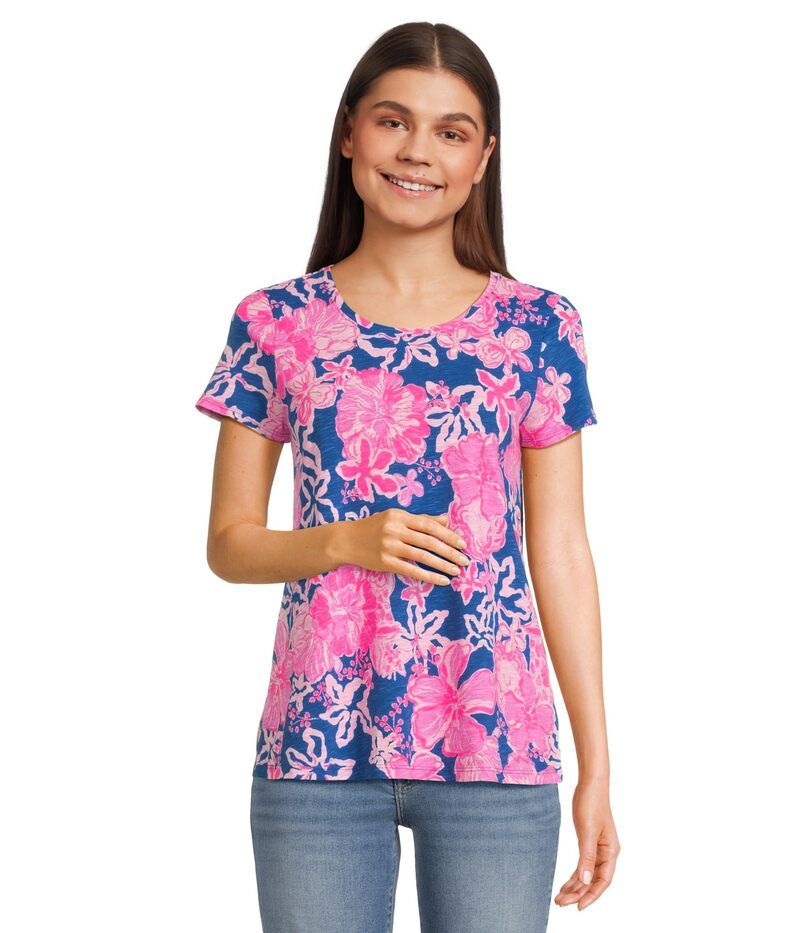 リリーピュリッツァー レディース トップス シャツ Lilly Pulitzer Etta Scoop Neck Starlight Navy One And A Floral ネイビー