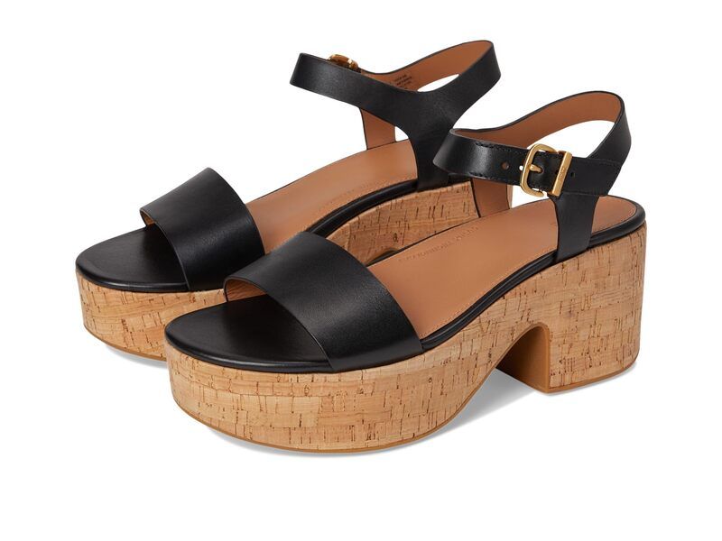 フィットフロップ レディース シューズ ヒール サンダル アンクル レザー FitFloplatfforms LeatherCork Heeled AnkleStrap Sandals Black ブラック