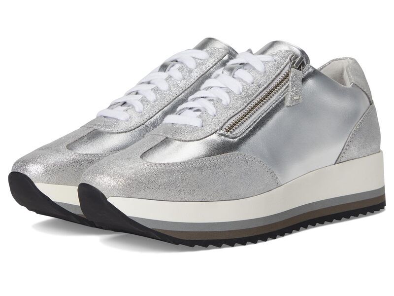 ジョンストンアンドマーフィー レディース シューズ スニーカー Johnston Murphy Gracie SideZip Silver Metallic シルバー