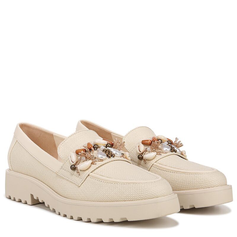 フランコサルト レディース シューズ スリッポン・ローファー Franco Sarto Carolynn Shell Lug Sole Loafers Cream Beige Shell Detail クリーム