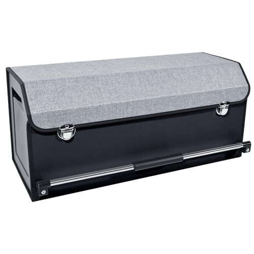 収納ボックス トランク 皮革 車家両用 60L大容量 可折? アウトドア キャンプ 仕切り可能 カーアクセサリー部品収納ボックス 携帯用プッシュプルハンドル設計 トラック/SUV/軽自動車などの大中小型車に適用 ネジの型です(69*29*31 c46cb73e