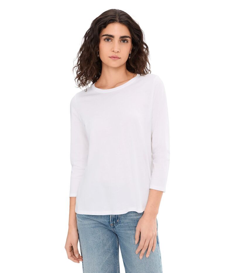 エイリーンフィッシャー レディース トップス シャツ コットン ジャージー Eileen Fisher Organic Pima Cotton Jersey Round Neck Tee White ホワイト