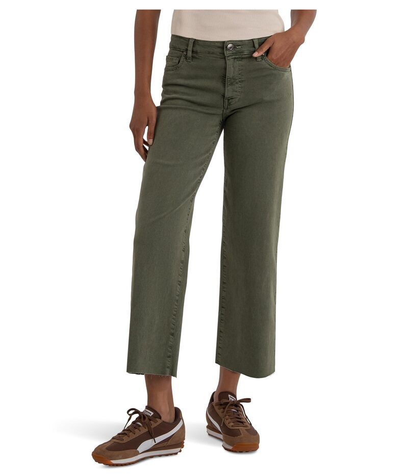 カットフロムザクロス レディース ボトムス デニムパンツ ワイドレッグ KUT from the Kloth Charlotte HighRise Wide Leg With Raw Hem Seaweed