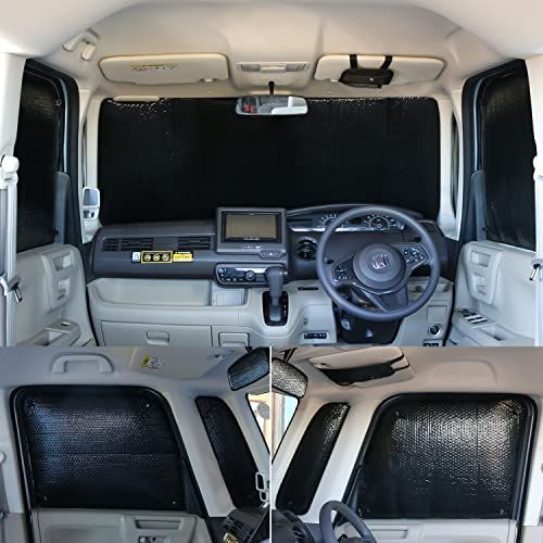 車種別サンシェード NBOX N-BOX カスタム JF3 JF4 HondaSENSINGからの型取り フロント フロントサイドの計5面 1セット 日よけ 車中泊 車内泊 キャンプts 302a9308