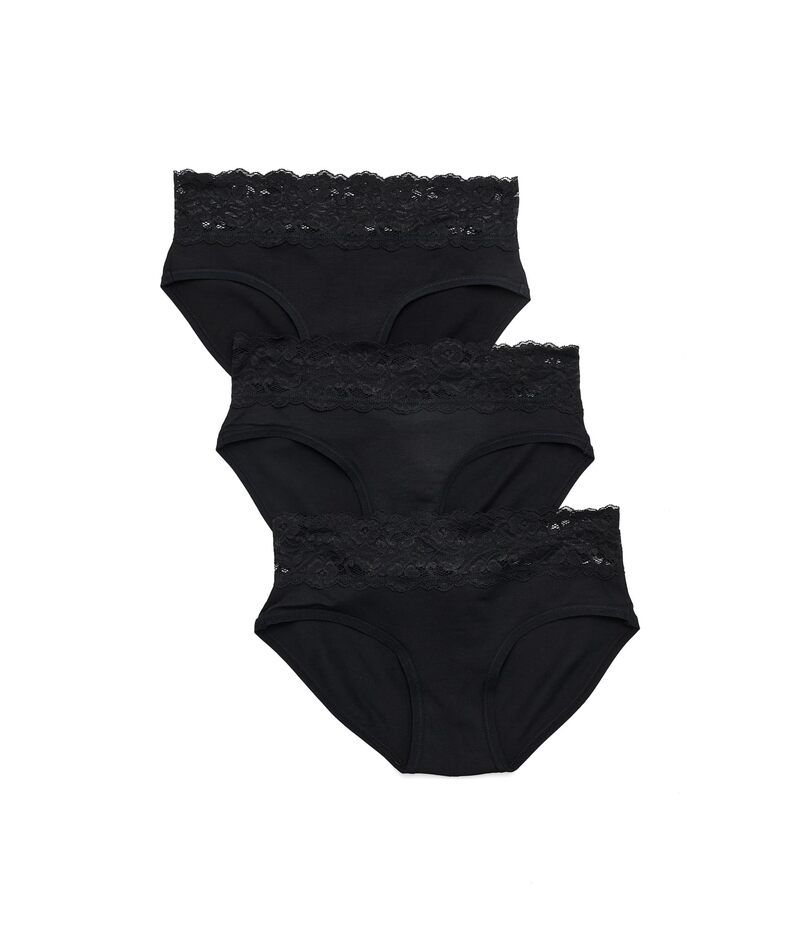 パクト レディース アンダーウェア パンツ レース PACT Lace Waist Brief 3pack Black ブラック