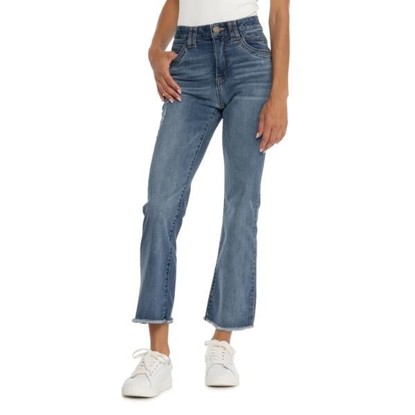 デモクラシー レディース ボトムス デニムパンツ クロップド ジーンズ Democracy AbTechnology Itty Bitty Flare Cropped Jeans High Rise Blue ブルー