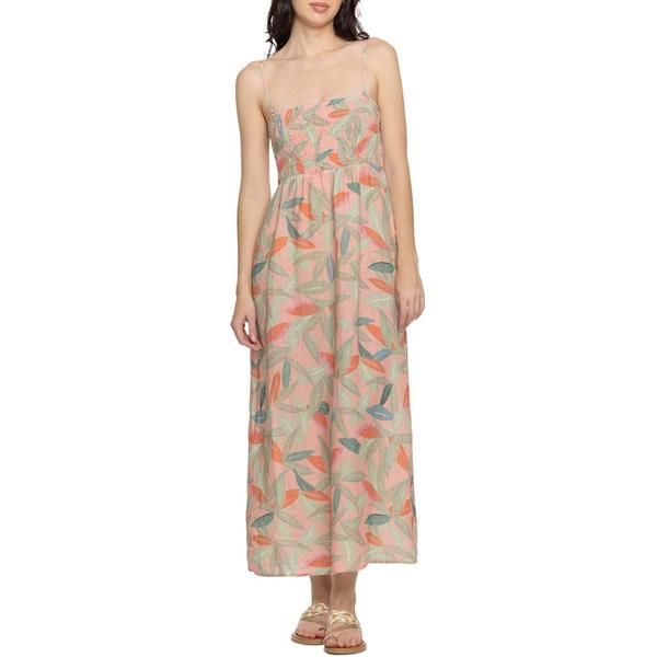 ファレティ レディース トップス ワンピース ノースリーブ シャーリング リネン Faherty Sunrise Smockedress Linen Sleeveless Watercolor Palms