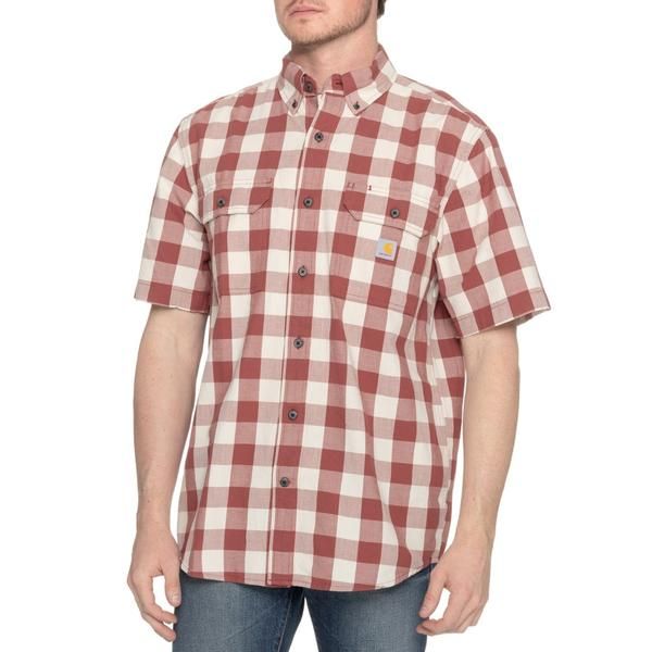 カーハート メンズ トップス シャツ Carhartt 106140 Loose Fit Midweight Plaid Shirt Short Sleeve Apple Butter チェック
