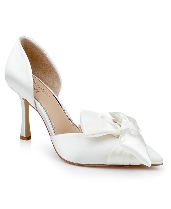 ジュウェルダグレイミシュカ レディース シューズ パンプス Jewel Badgley Mischka Womens Sidney Slip On Evening Bow Pumps Ivory Satin アイボリー