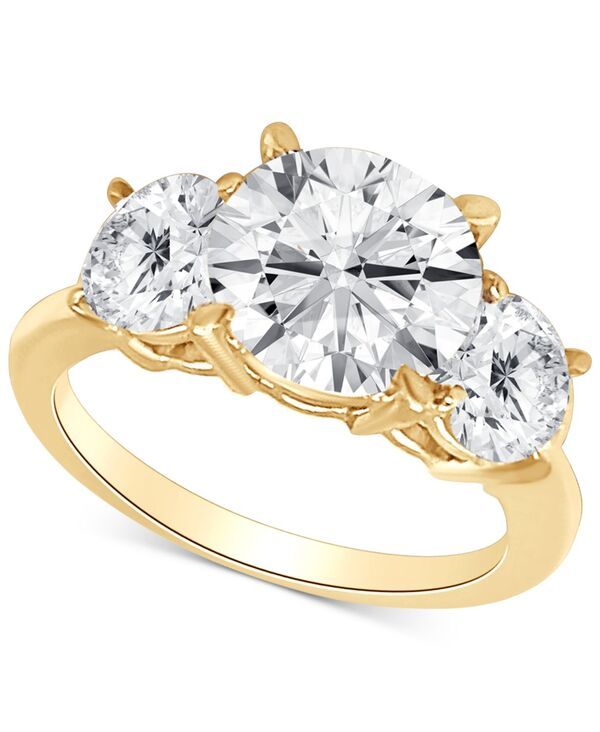 バッジェリーミシュカ レディース アクセサリー リング Badgley Mischka Certified Lab Grown Diamond Three Stonengagement Ring 4 ctw in 14k Yellow Gold イエロー