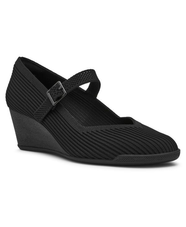 アンクライン レディース シューズ パンプス Anne Klein Womens Trixie Mary Jane Wedge Pumps Blacknit ブラック