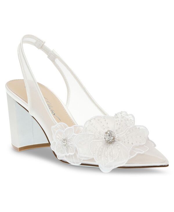 ベッツィジョンソン レディース シューズ パンプス Betsey Johnson Womens Petra Flower Applique Slingback Evening Pumps Ivory アイボリー