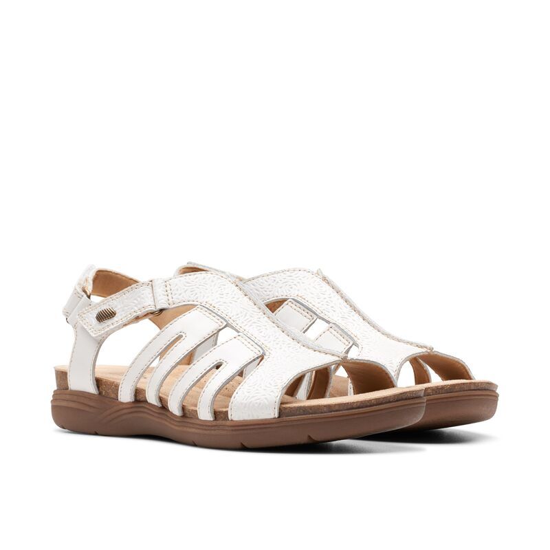 クラークス レディース シューズ サンダル Clarks April Belle White Leather ホワイト