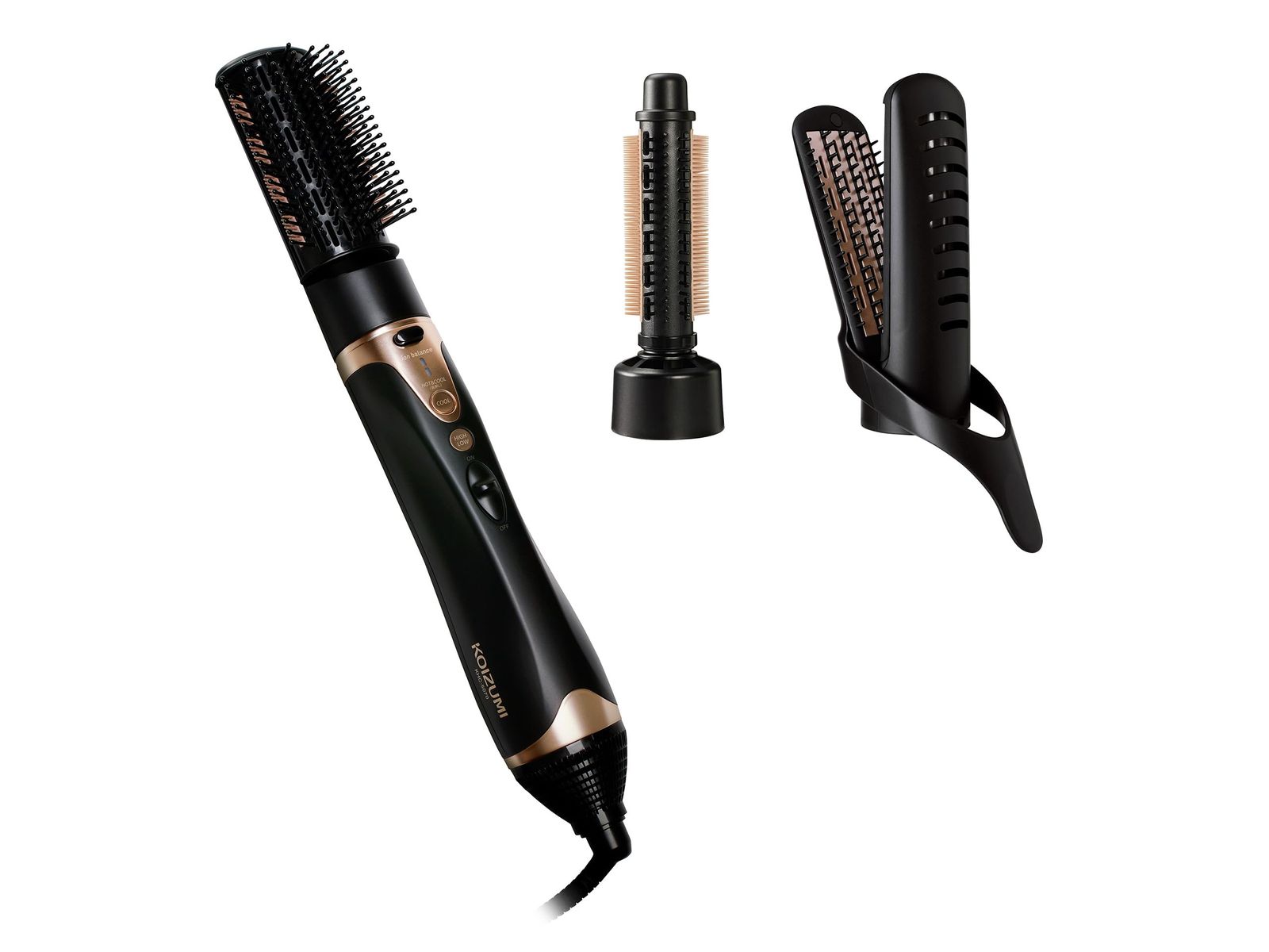コイズミ カーリングドライヤー イオンバランス 大風量 1000W 温冷自動切替 ブラシ3種類 ヘアセット スタイリング ブラック KHC-5070/Kma e3694d67