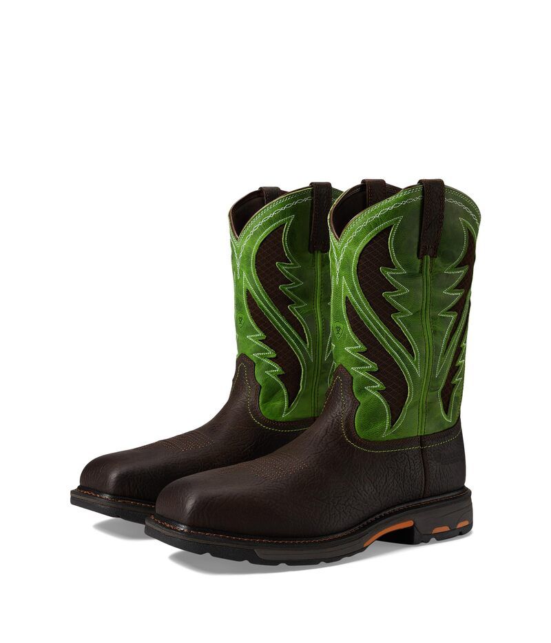 アリアト メンズ シューズ ブーツ・レインブーツ Ariat Workhog Wide Square Toe Venttek Composite Toe Bruin BrownGra ブラウン