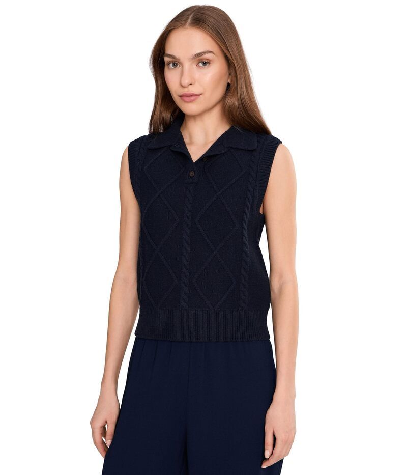 ヴィンス レディース トップス シャツ ベスト Vince Polo Cable Vest Coastal