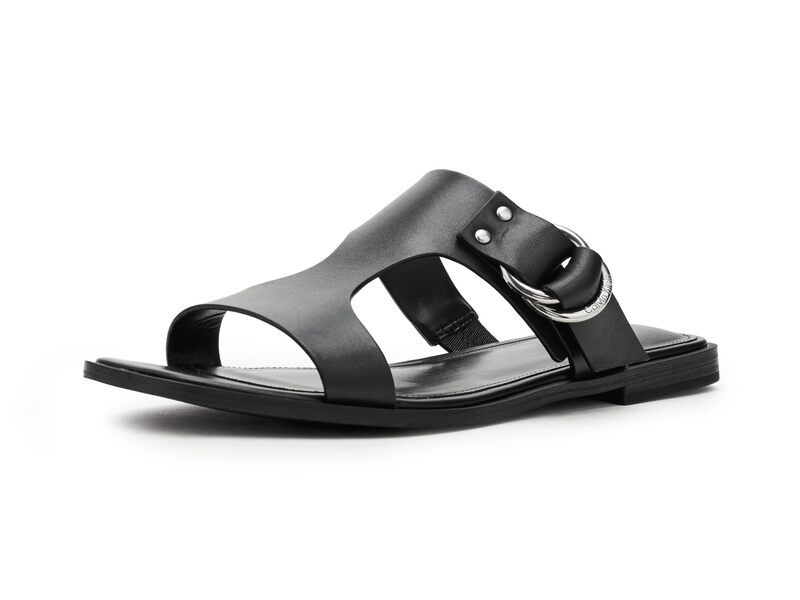 カルバンクライン レディース シューズ サンダル Calvin Klein Meritt Black Leather ブラック